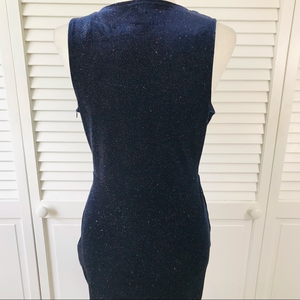 New Iris Midnight Blue Sparkly V-Neck Dress Size Medium — image 6 of 8